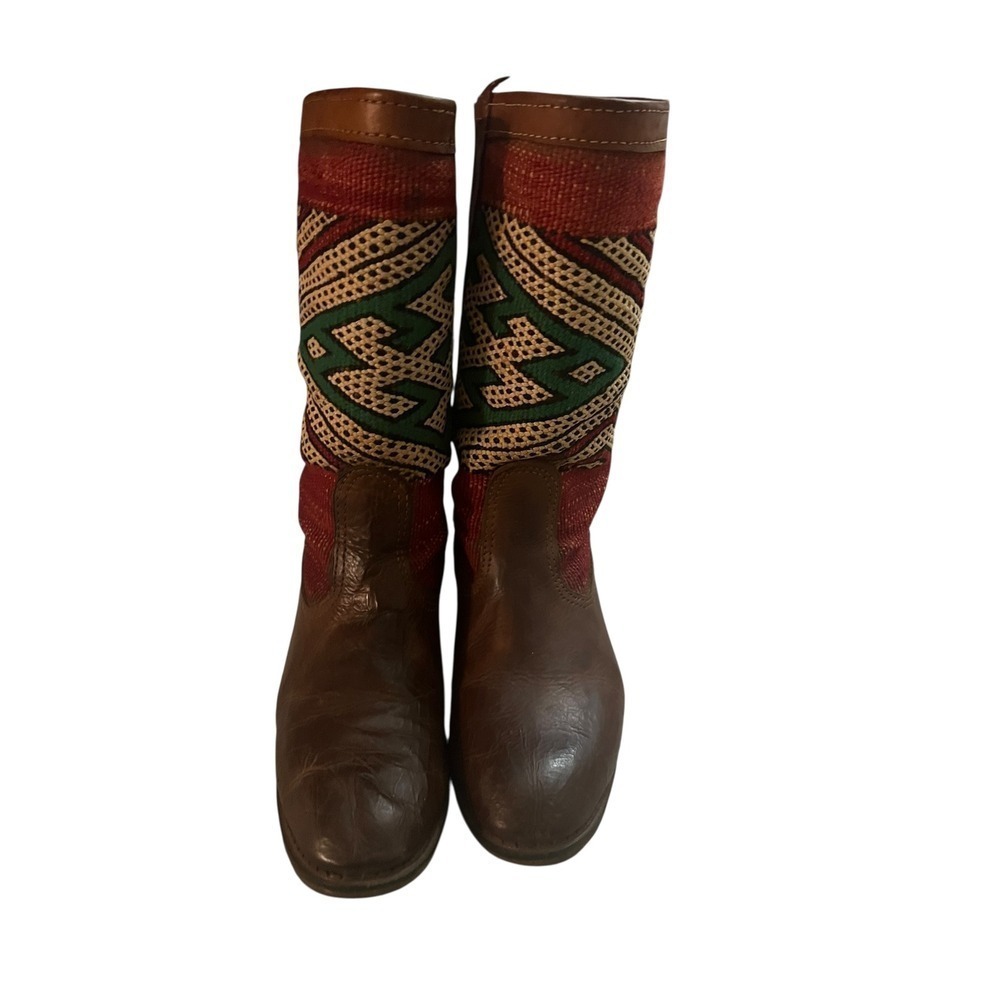 Handmade Moroccan Leather Boots Sz 8 Boho Hippie Artisan Durable